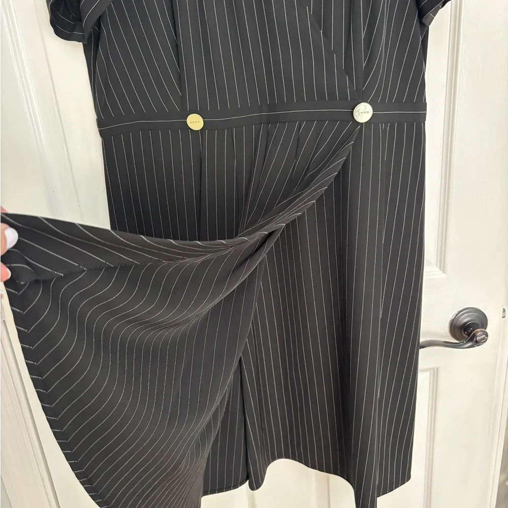 Like new DKNY Pinstripe collared fit flare dress